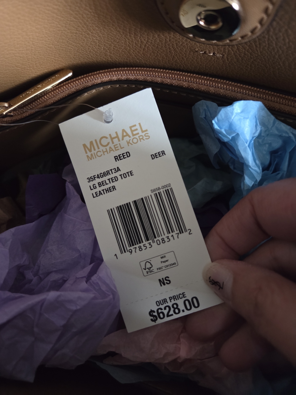 🏵🍦NEW $628 Michael Kors Reed Large Belted Tote Bag🏵 - Picture 8 of 8